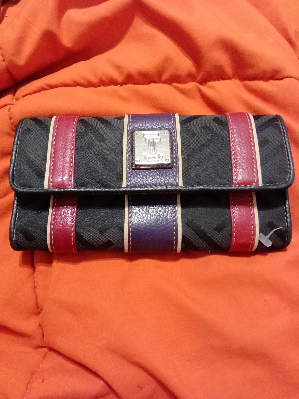 Tignanello Trifold Patterned Checkbook Wallet - Designer Plaque